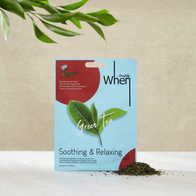 Simply When® Green Tea veganiška raminanti veido kaukė su žaliąja arbata, 1vnt.