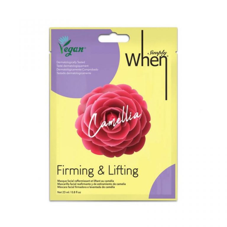 Simply When® Camellia veganiška stangrinanti, liftinguojanti veido kaukė su granatais ir japoniškos kamelijos ekstraktais, 1vnt.