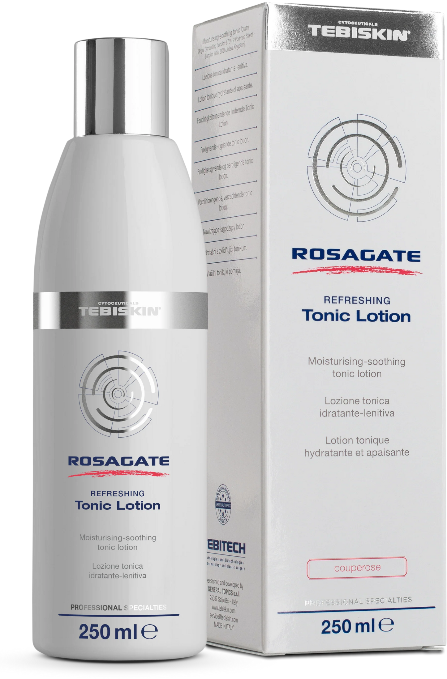 TEBISKIN ROSAGATE® REFRESHING Tonic Lotion Drėkinamasis-raminamasis tonikas rožinei, kuperozei, jautriai odai, 250ml