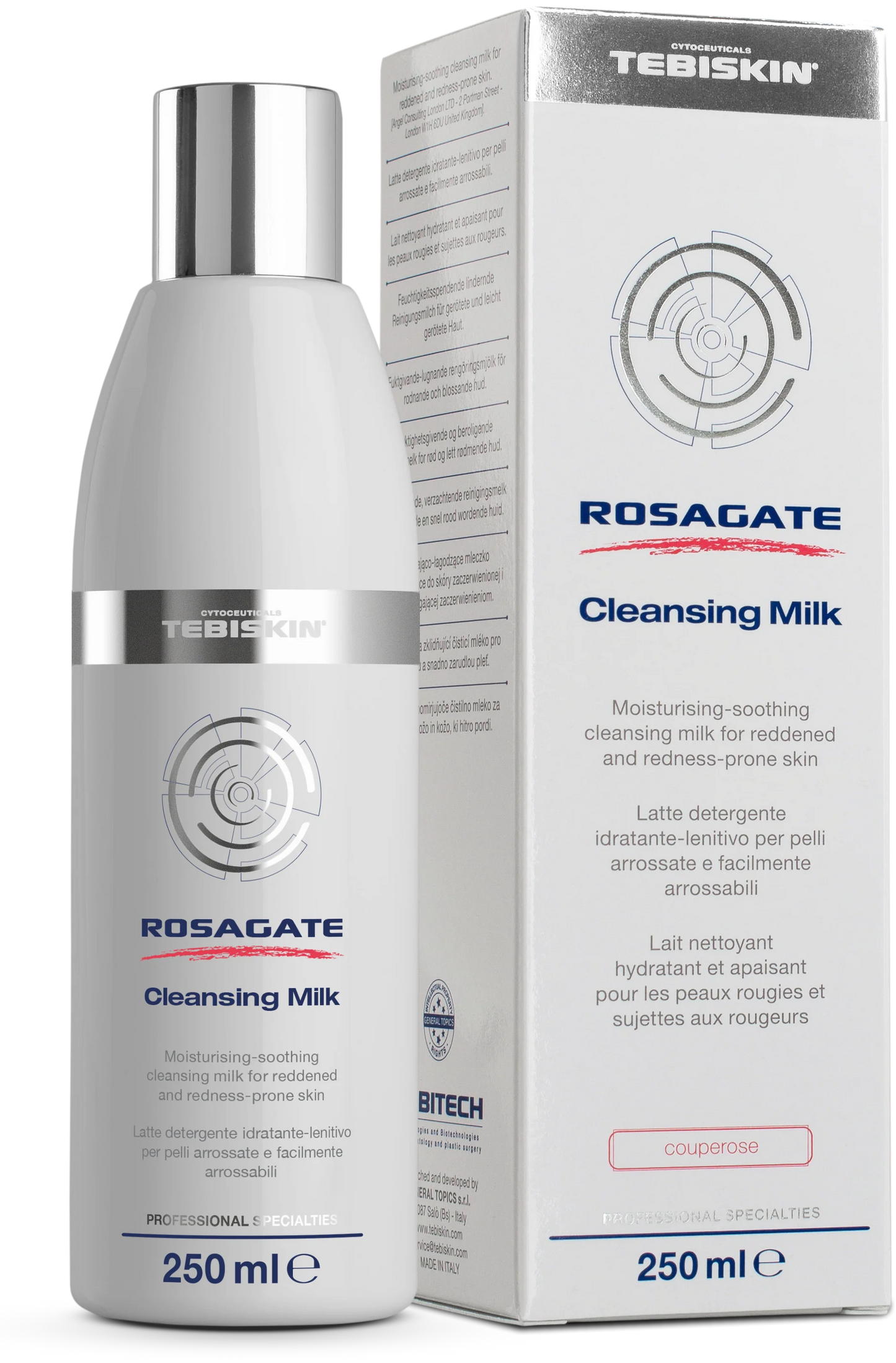 TEBISKIN ROSAGATE® Cleansing Milk valomasis pienelis rožinei, kuperozei, jautriai odai, 250ml