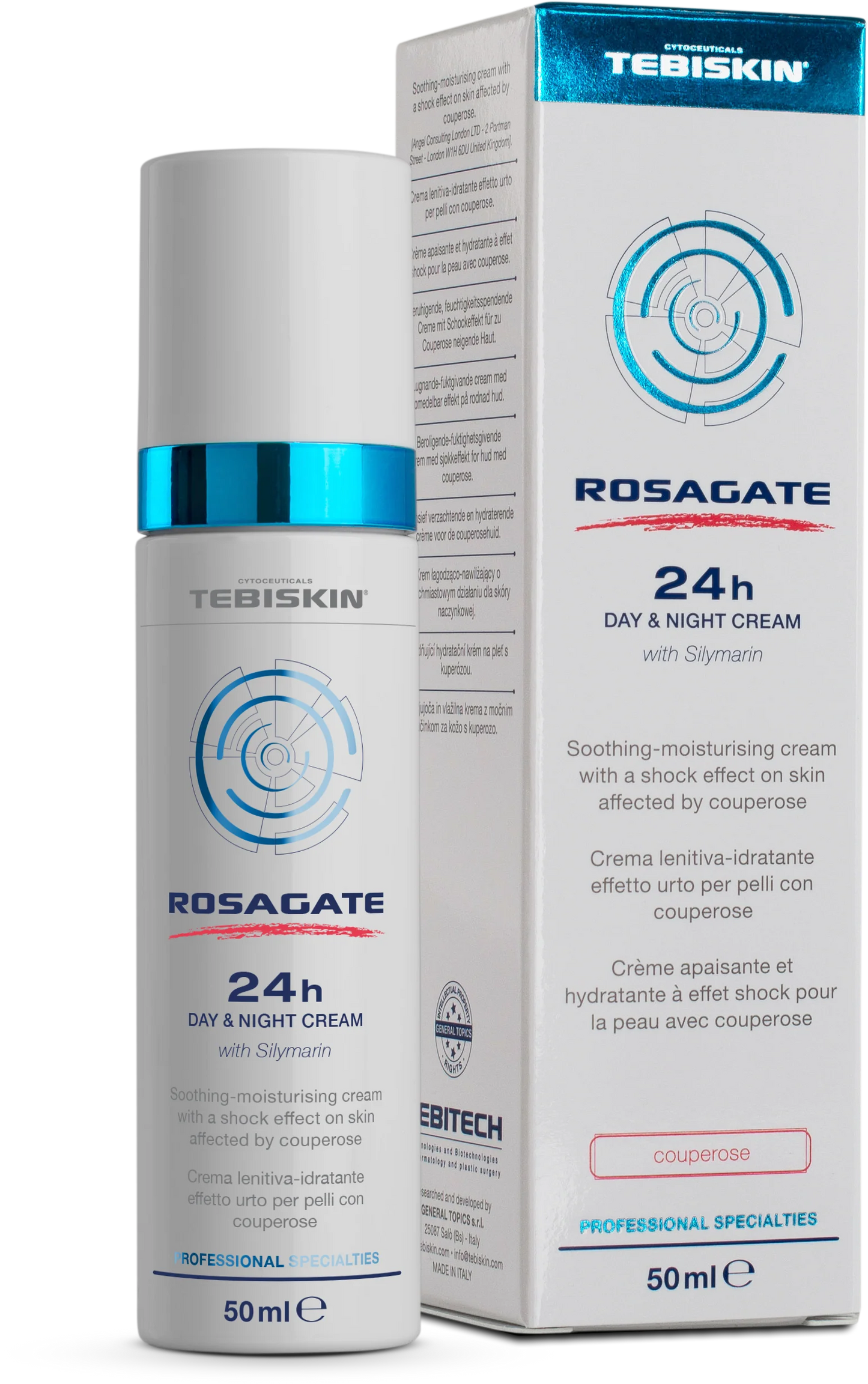 TEBISKIN ROSAGATE® 24h DAY & NIGHT CREAM Raminamasis ir drėkinamasis kremas nuo kuperozės kenčiančiai odai, 50ml