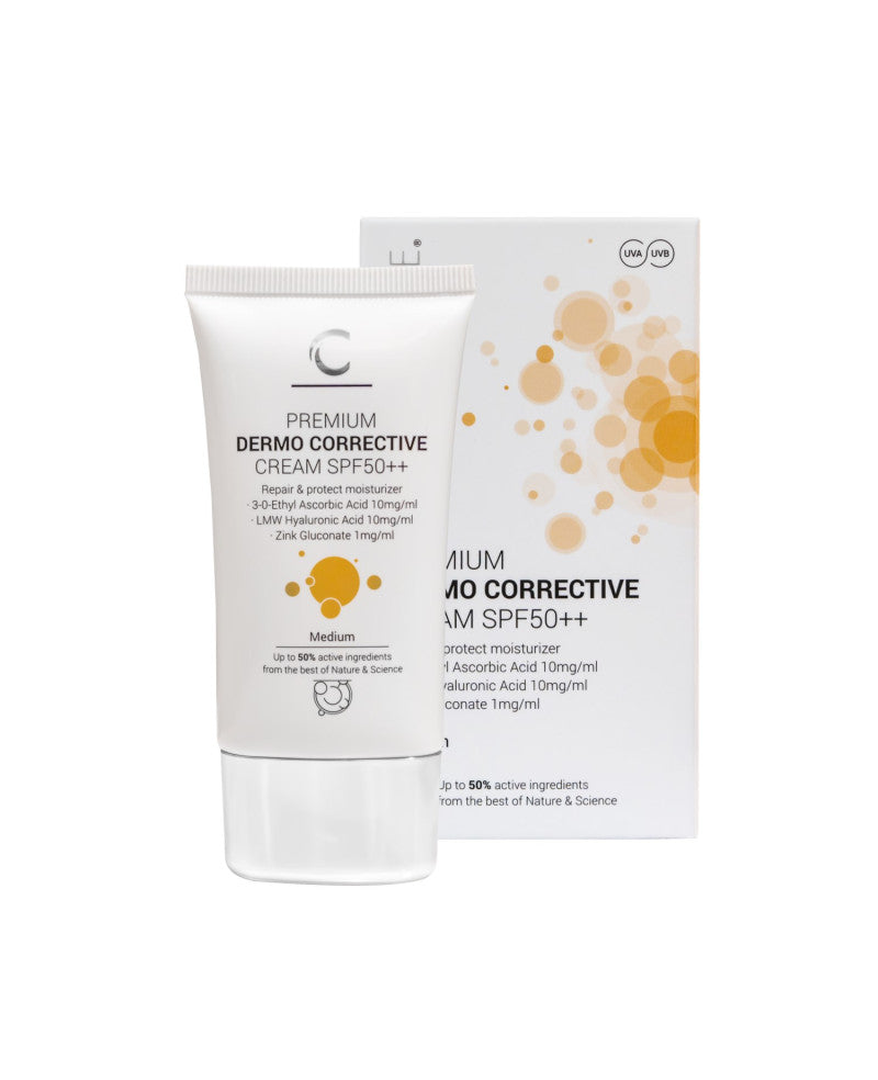 CLINICARE KOREGUOJAMASIS KREMAS SPF50++ SU SPALVA, MEDIUM, 35ml