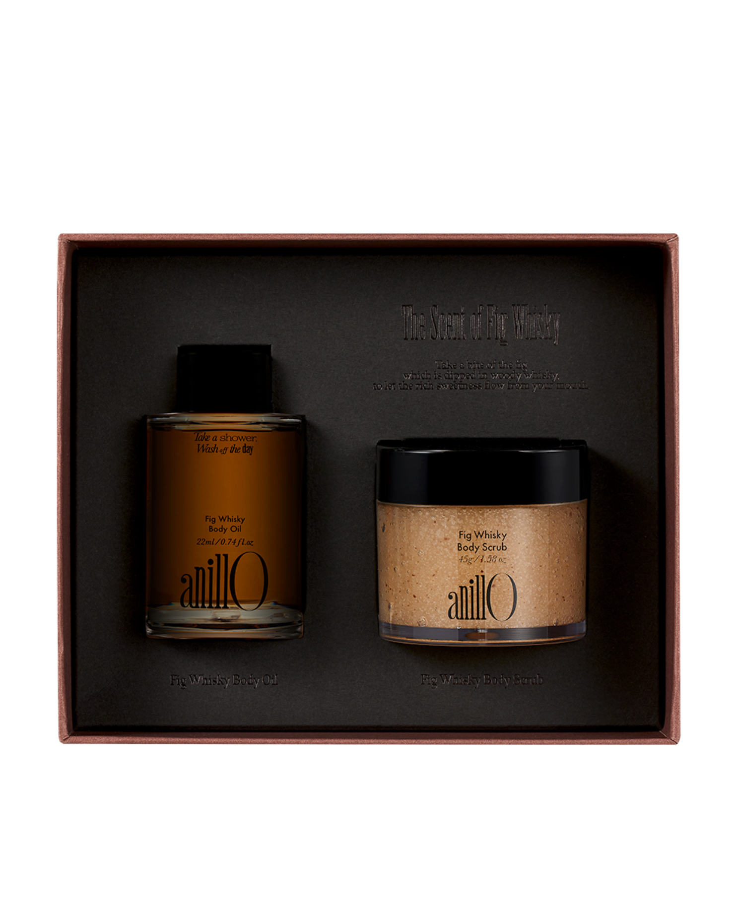 ANILLO FIG WHISKY DISCOVERY BODY SET – KŪNO PRIEŽIŪROS RINKINYS, figų kvapo su viskio natomis, 45G+22ML