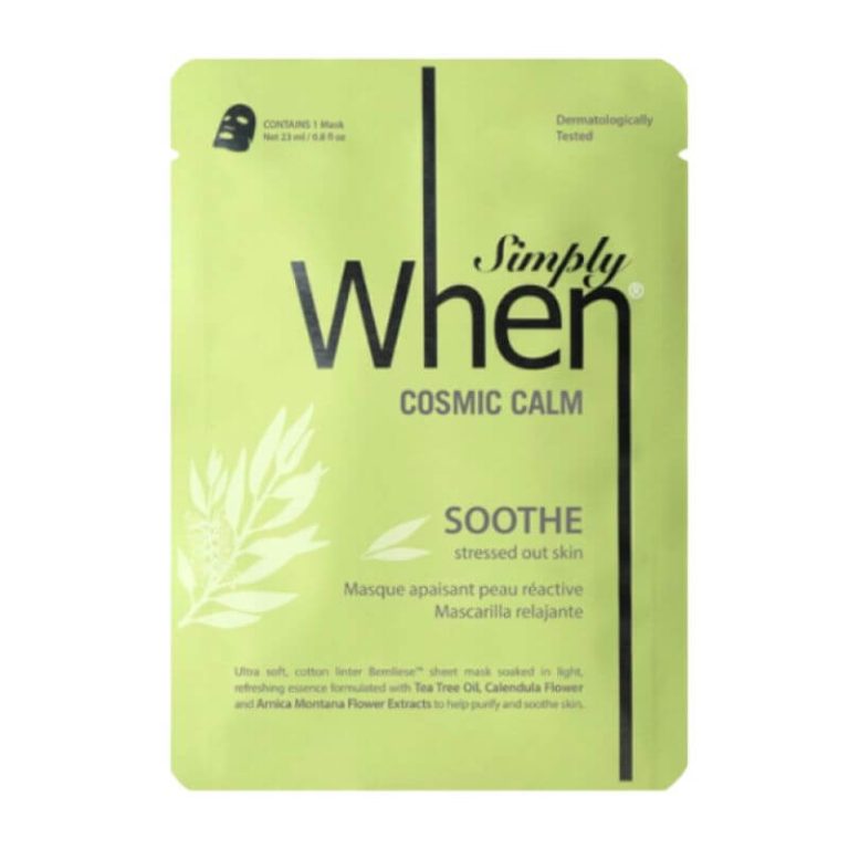 Simply When® Cosmic Calm raminanti medvilnės veido kaukė su arbatmedžiu, medetkomis, arnika, 1vnt,