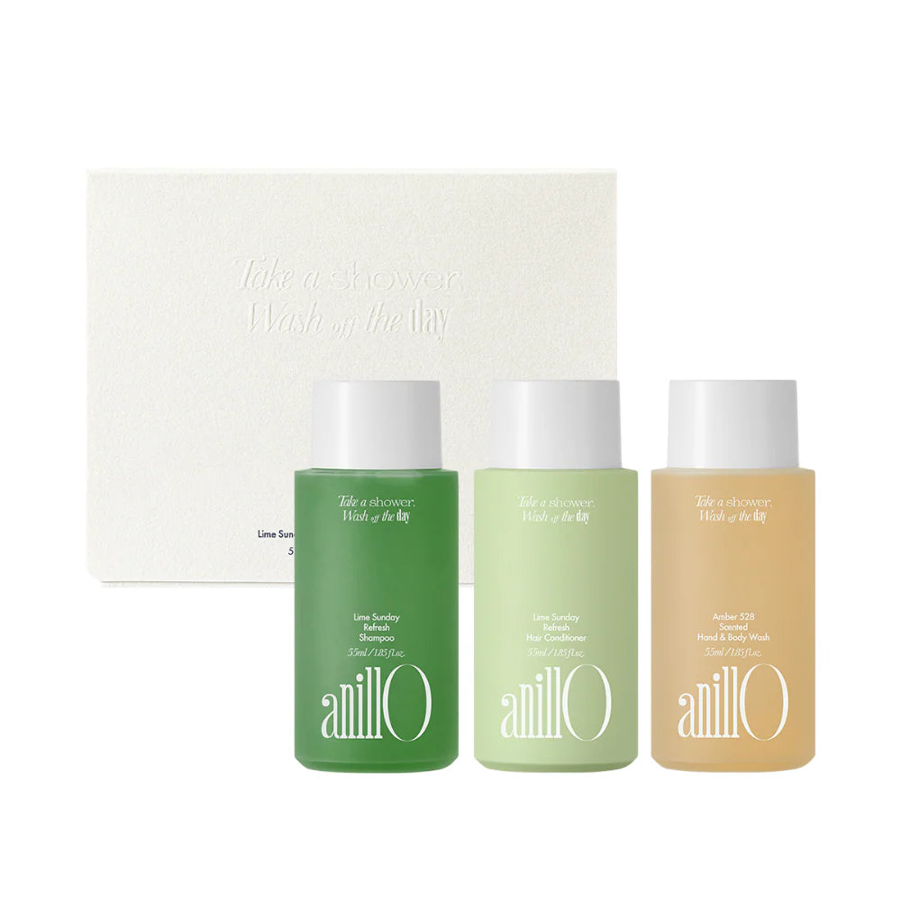 ANILLO LIME SUNDAY & AMBER528 TRAVEL SHOWER KIT – KELIONINIS PLAUKŲ IR KŪNO PRIEŽIŪROS RINKINYS