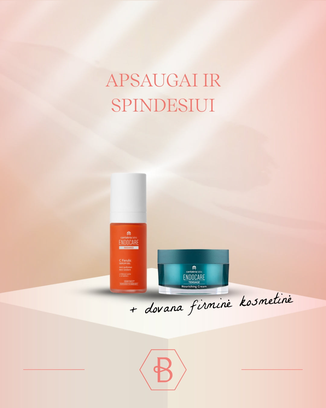Cantabria Labs Endocare rinkinys apsaugai ir spindesiui + DOVANA kosmetinė