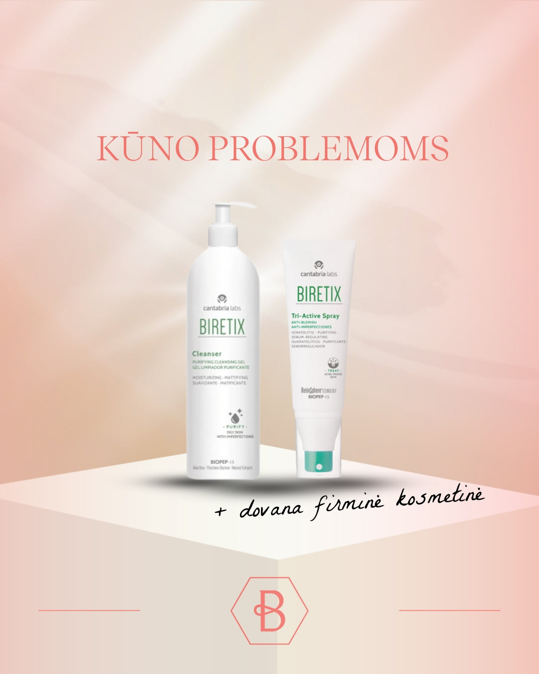 Cantabria Labs Biretix rinkinys kūno problemoms + DOVANA kosmetinė