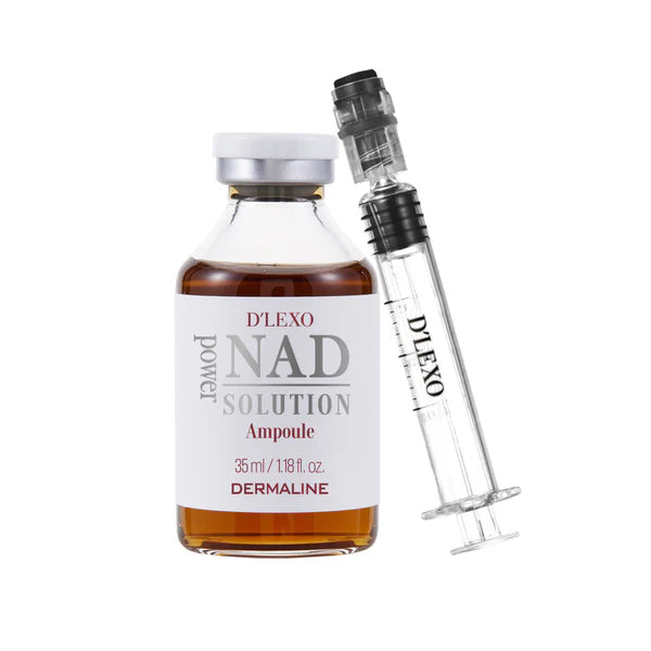 +dovana Dermaline kaukė | DERMALINE D’LEXO NAD Power Solution Ampoule Energizuojanti, Skaistinanti Ampulė Su NAD, Niacinamidu, 6 Pažangiu Peptidų Kompleksu Ir 7 Hialuronų Formų Kompleksu, 35 Ml