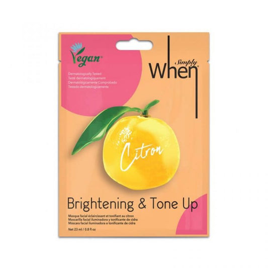 Simply When® Citron veganiška šviesinanti ir drėkinanti veido kaukė su vitaminu C, 1vnt.