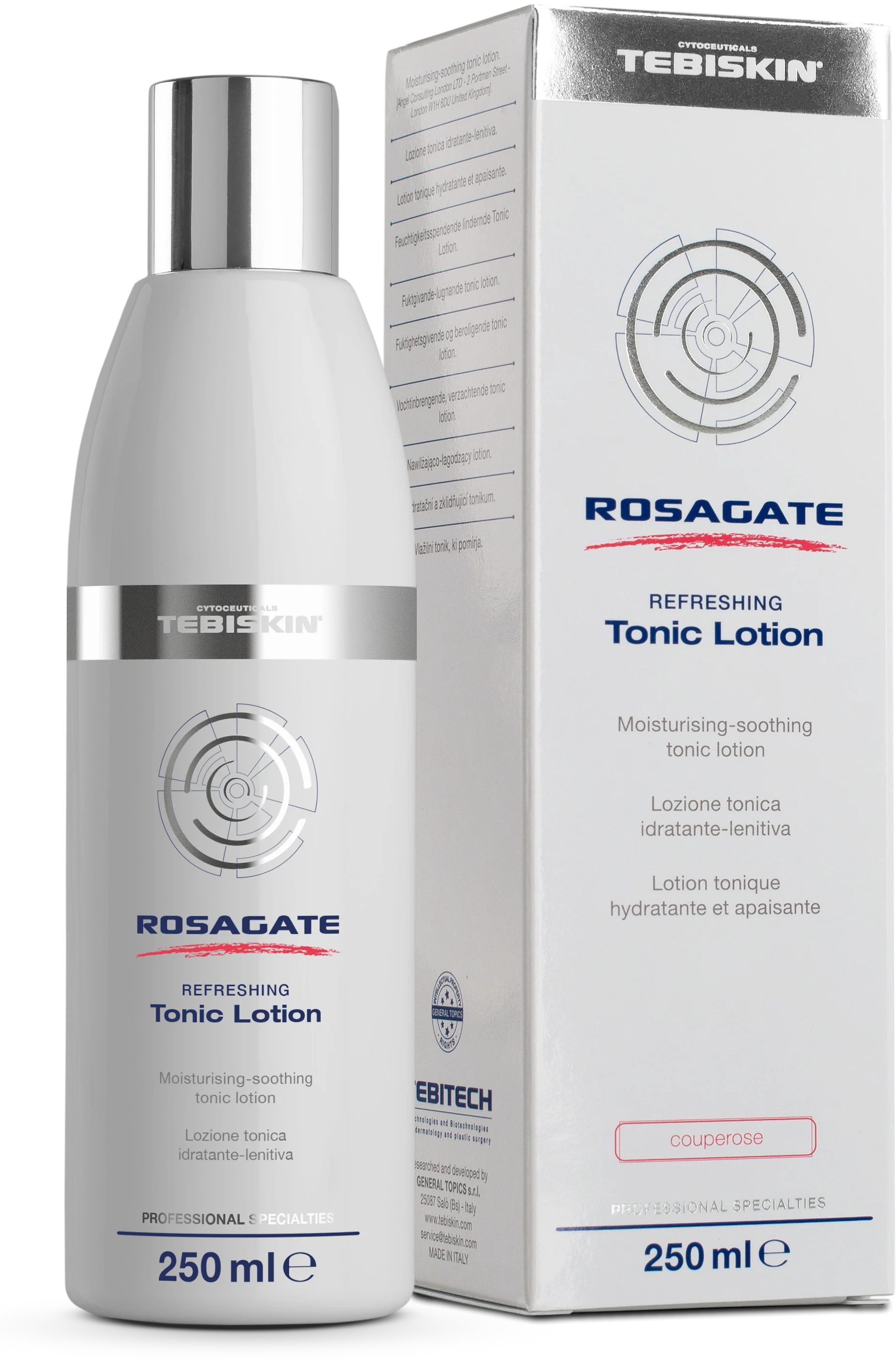 TEBISKIN ROSAGATE® REFRESHING Tonic Lotion Drėkinamasis-raminamasis tonikas rožinei, kuperozei, jautriai odai, 250ml