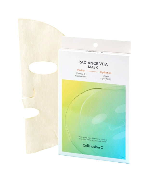 Cell Fusion C Skaistinanti lakštinė veido kaukė "Radiance Vita Mask", su hialuronu ir vitaminu C, 1vnt.