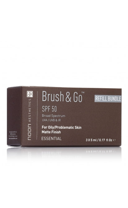 NOON BRUSH&GO MINERAL SUN PROTECTION POWDER SPF 50 PAPILDYMAS RIEBIAI/PROBLEMINEI ODAI (Tone 02), 3x5 ML