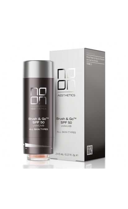 NOON BRUSH&GO MINERAL SUN PROTECTION POWDER SPF 50 VISŲ TIPŲ ODAI (Tone 02), 2x5 g