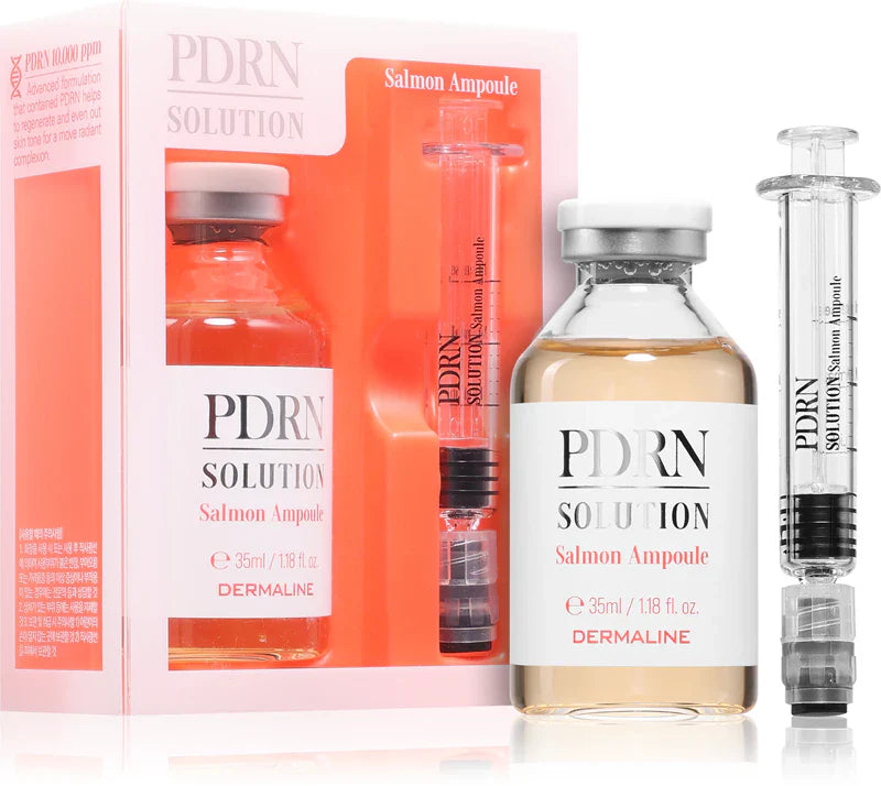 DERMALINE PDRN SOLUTION SALMON AMPOULE Dvigubo Poveikio Regeneruojanti Ir Stangrinanti Ampulė Su PDRN, 30 G