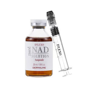DERMALINE D’LEXO NAD Power Solution Ampoule Energizuojanti, Skaistinanti Ampulė Su NAD, Niacinamidu, 6 Pažangiu Peptidų Kompleksu Ir 7 Hialuronų Formų Kompleksu, 35 Ml